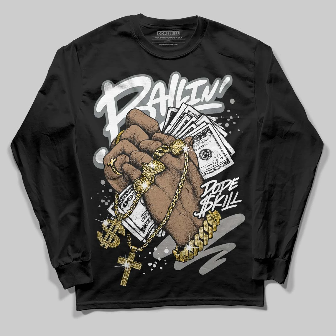 Cool Grey 9s DopeSkill Long Sleeve T-Shirt Always Ballin' Graphic 2 Cool Grey 9s DopeSkill Long Sleeve T-Shirt Always Ballin' Graphic - Image 2