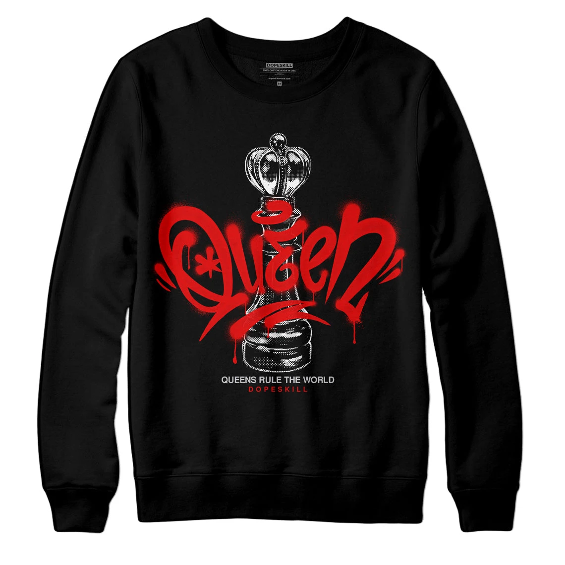 Red Cement 4S DopeSkill Sweatshirt Queen Chess Graphic 2 Red Cement 4S DopeSkill Sweatshirt Queen Chess Graphic - Image 2