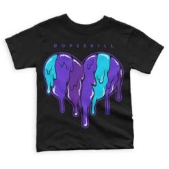 Aqua 6s DopeSkill Toddler Kids T-shirt Slime Drip Heart Graphic