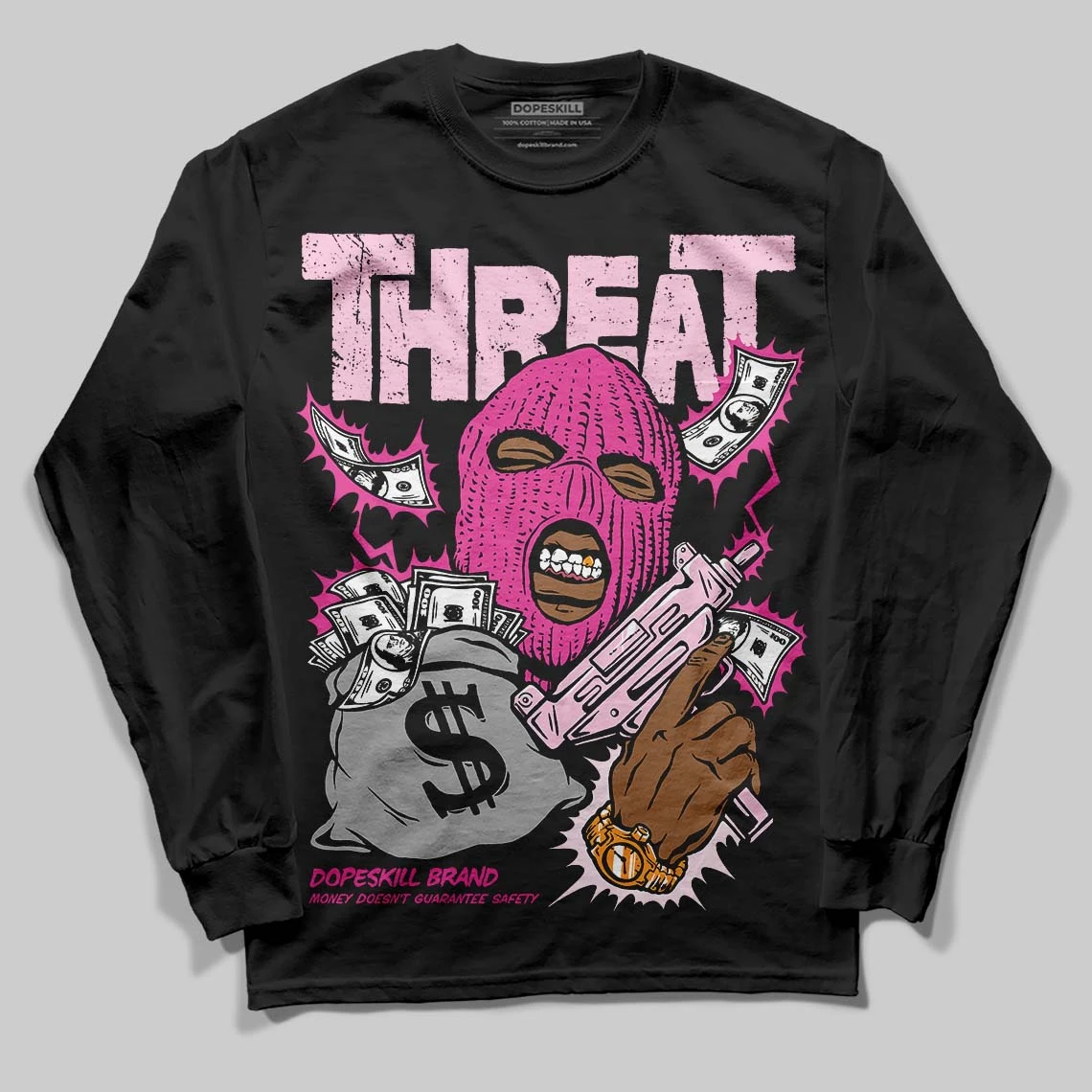 Pink Collection DopeSkill Long Sleeve T-Shirt Under Threat Graphic 2 Pink Collection DopeSkill Long Sleeve T-Shirt Under Threat Graphic - Image 2