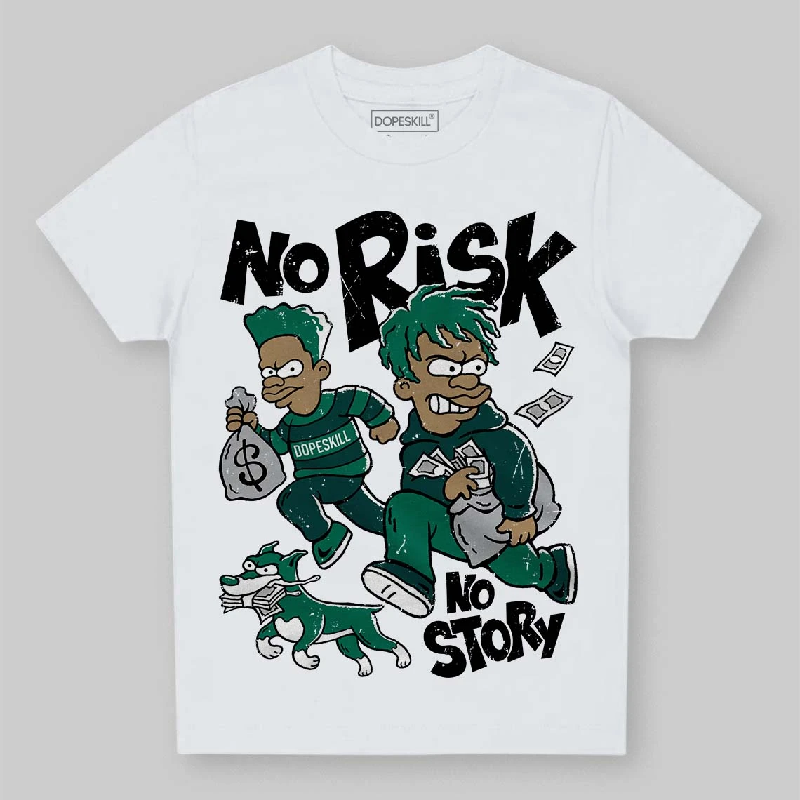 Oxidized Green 4s DopeSkill Toddler Kids T-shirt No Risk No Story Graphic 1 Oxidized Green 4s DopeSkill Toddler Kids T-shirt No Risk No Story Graphic