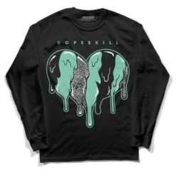 Green Glow 3s DopeSkill Long Sleeve T-Shirt Slime Drip Heart Graphic