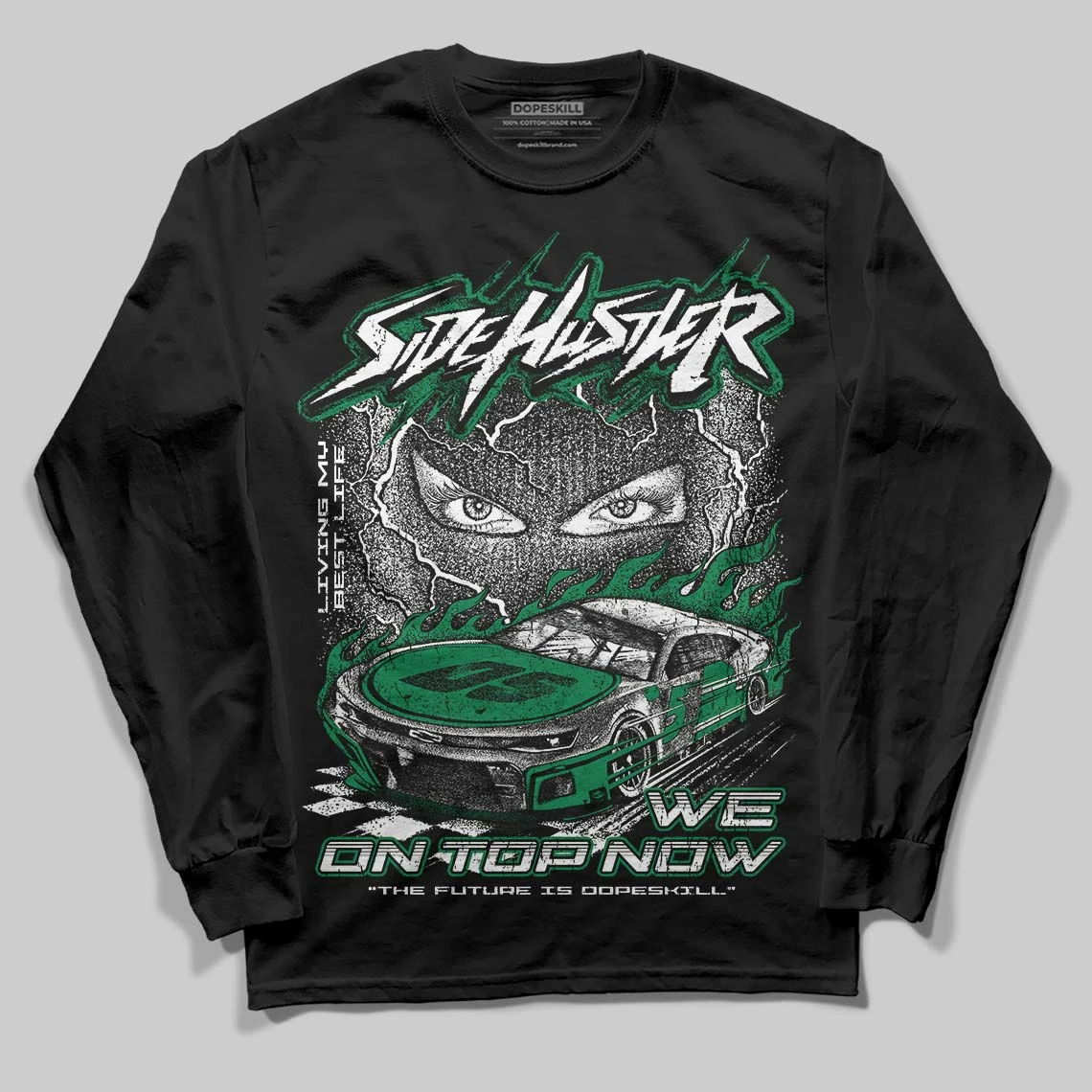 Green Collection DopeSkill Long Sleeve T-Shirt New Side Hustler Graphic 2 Green Collection DopeSkill Long Sleeve T-Shirt New Side Hustler Graphic - Image 2