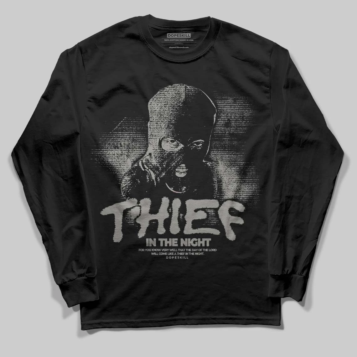 Cool Grey 9s DopeSkill Long Sleeve T-Shirt Thief In The Night Graphic 2 Cool Grey 9s DopeSkill Long Sleeve T-Shirt Thief In The Night Graphic - Image 2