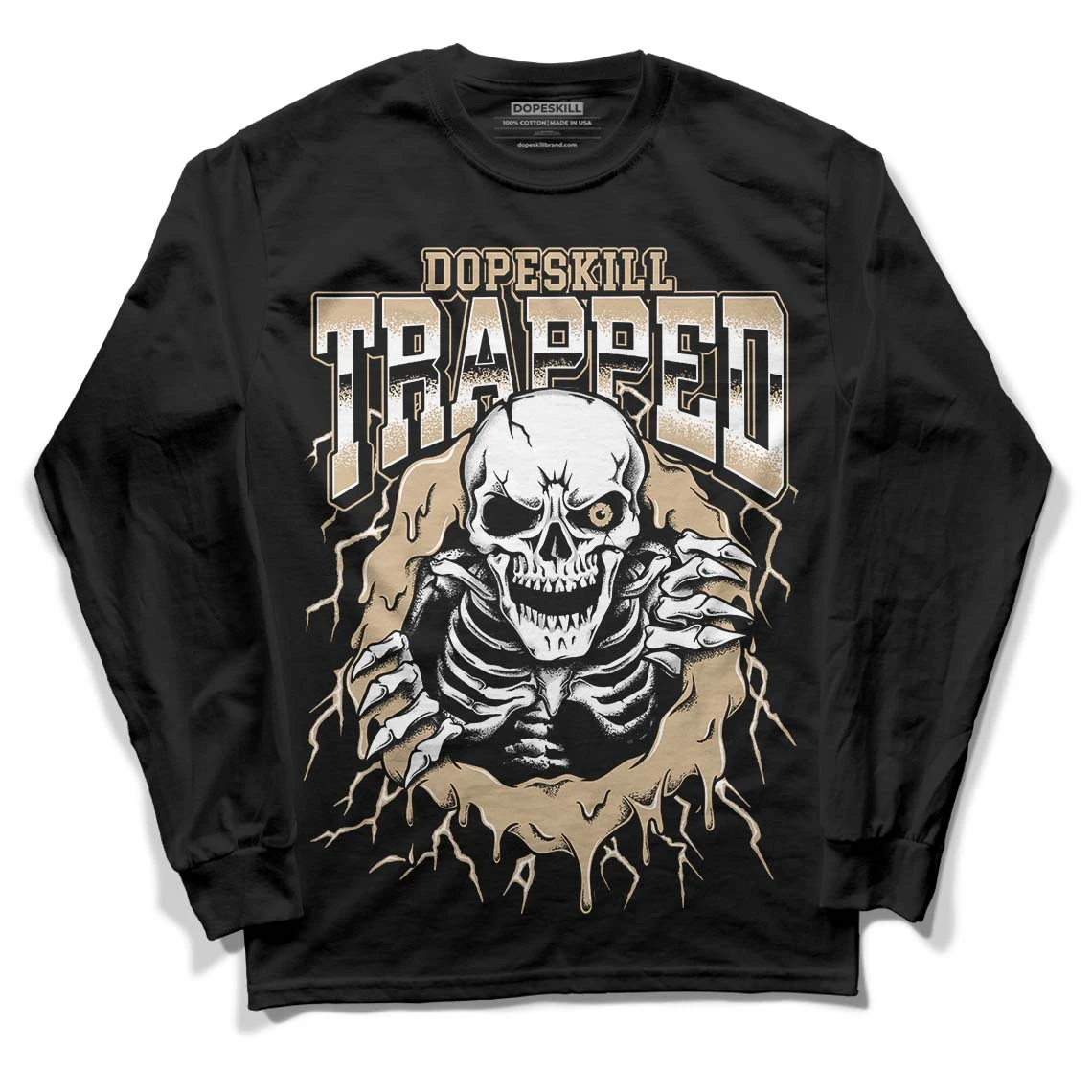TAN Collection DopeSkill Long Sleeve T-Shirt Trapped Halloween Graphic 1 TAN Collection DopeSkill Long Sleeve T-Shirt Trapped Halloween Graphic
