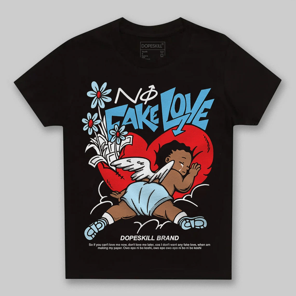 Legend Blue 11s DopeSkill Toddler Kids T-shirt No Fake Love Graphic 2 Legend Blue 11s DopeSkill Toddler Kids T-shirt No Fake Love Graphic - Image 2
