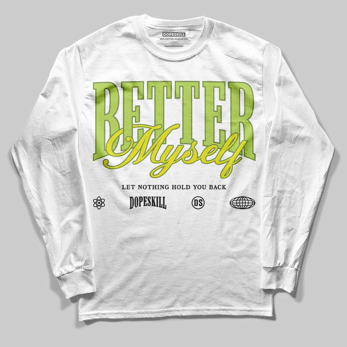 Bright Cactus 13s DopeSkill Long Sleeve T-Shirt Better Myself Graphic 2 Bright Cactus 13s DopeSkill Long Sleeve T-Shirt Better Myself Graphic - Image 2