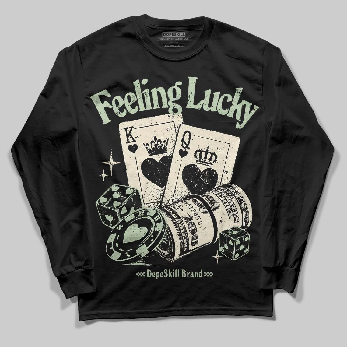 Seafoam 4s 2025 DopeSkill Long Sleeve T-Shirt Feeling Lucky Graphic 1 Seafoam 4s 2025 DopeSkill Long Sleeve T-Shirt Feeling Lucky Graphic