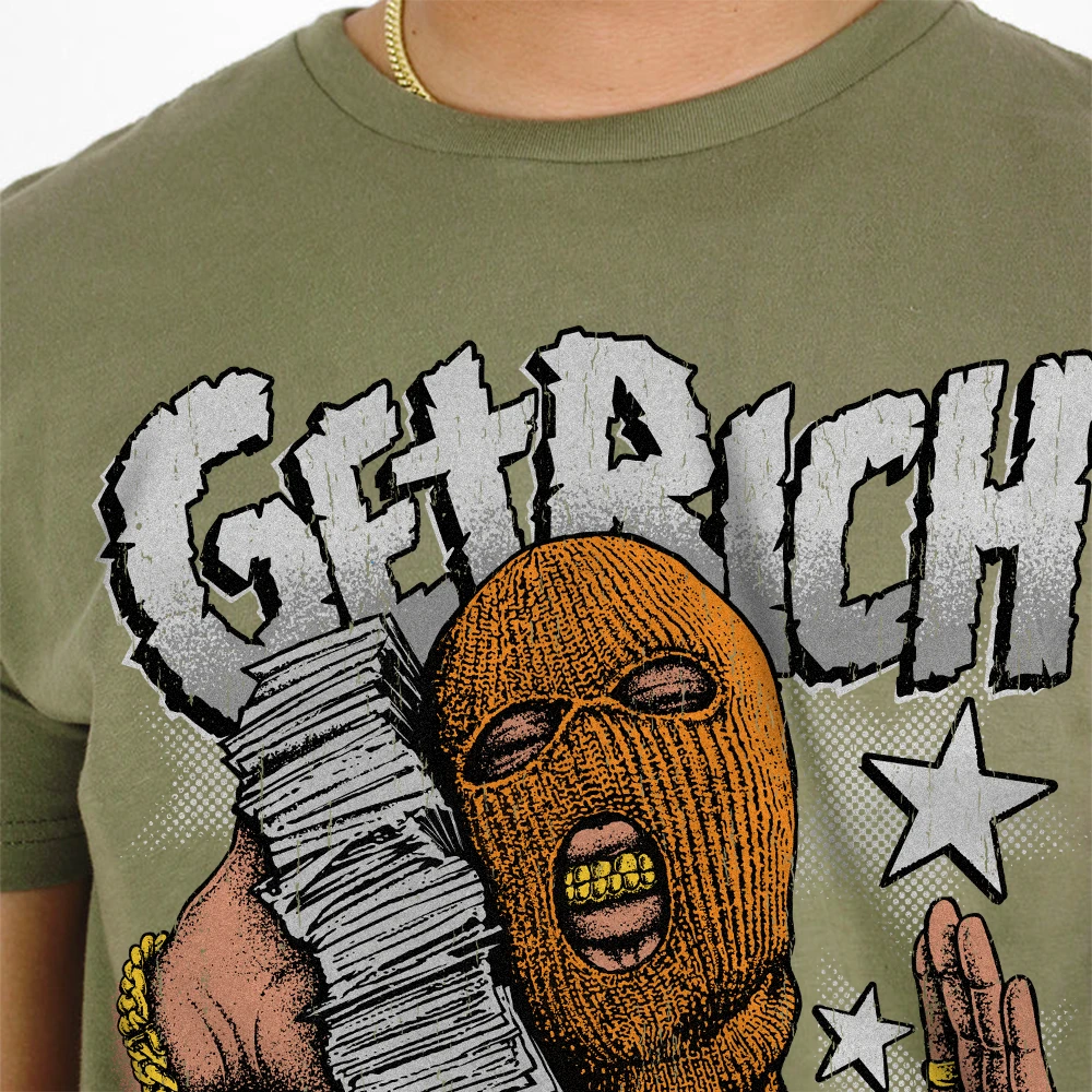 Olive 5s DopeSkill Olive T-shirt Get Rich Graphic 3 Olive 5s DopeSkill Olive T-shirt Get Rich Graphic - Image 3
