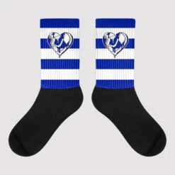 Racer Blue White Dunk Low Sublimated Socks Horizontal Stripes Graphic