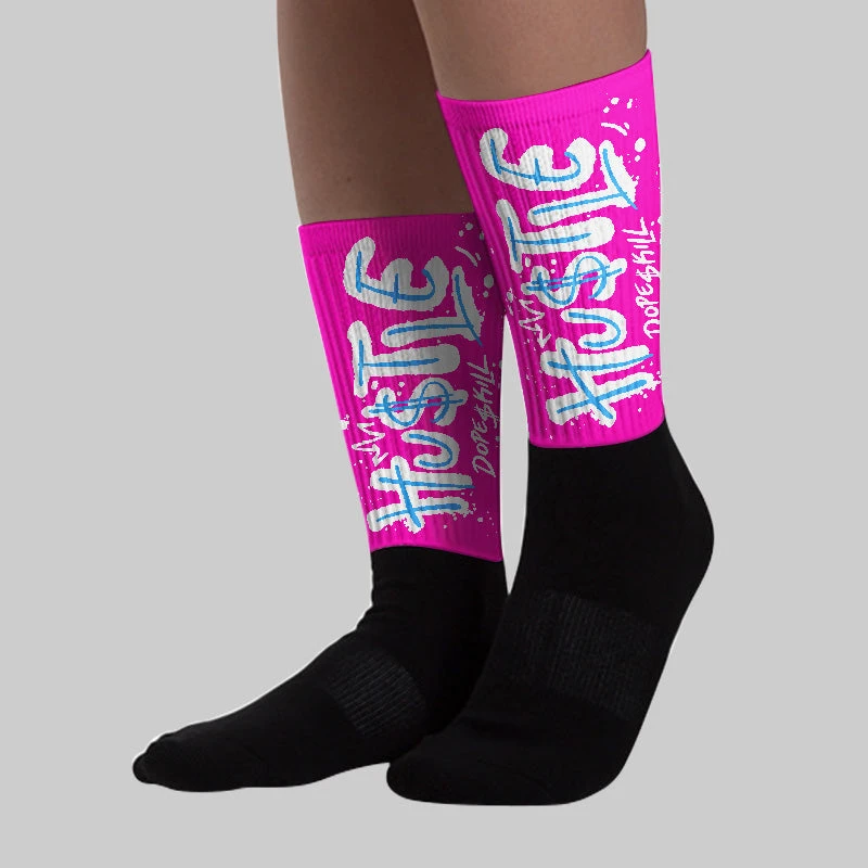 Dunk Active Fuchsia DopeSkill Sublimated Socks Hustle Graphic 2 Dunk Active Fuchsia DopeSkill Sublimated Socks Hustle Graphic - Image 2
