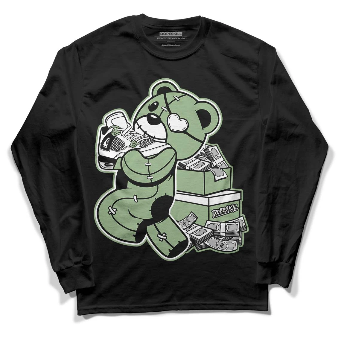 Seafoam 4s DopeSkill Long Sleeve T-Shirt Bear Steals Sneaker Graphic 2 Seafoam 4s DopeSkill Long Sleeve T-Shirt Bear Steals Sneaker Graphic - Image 2