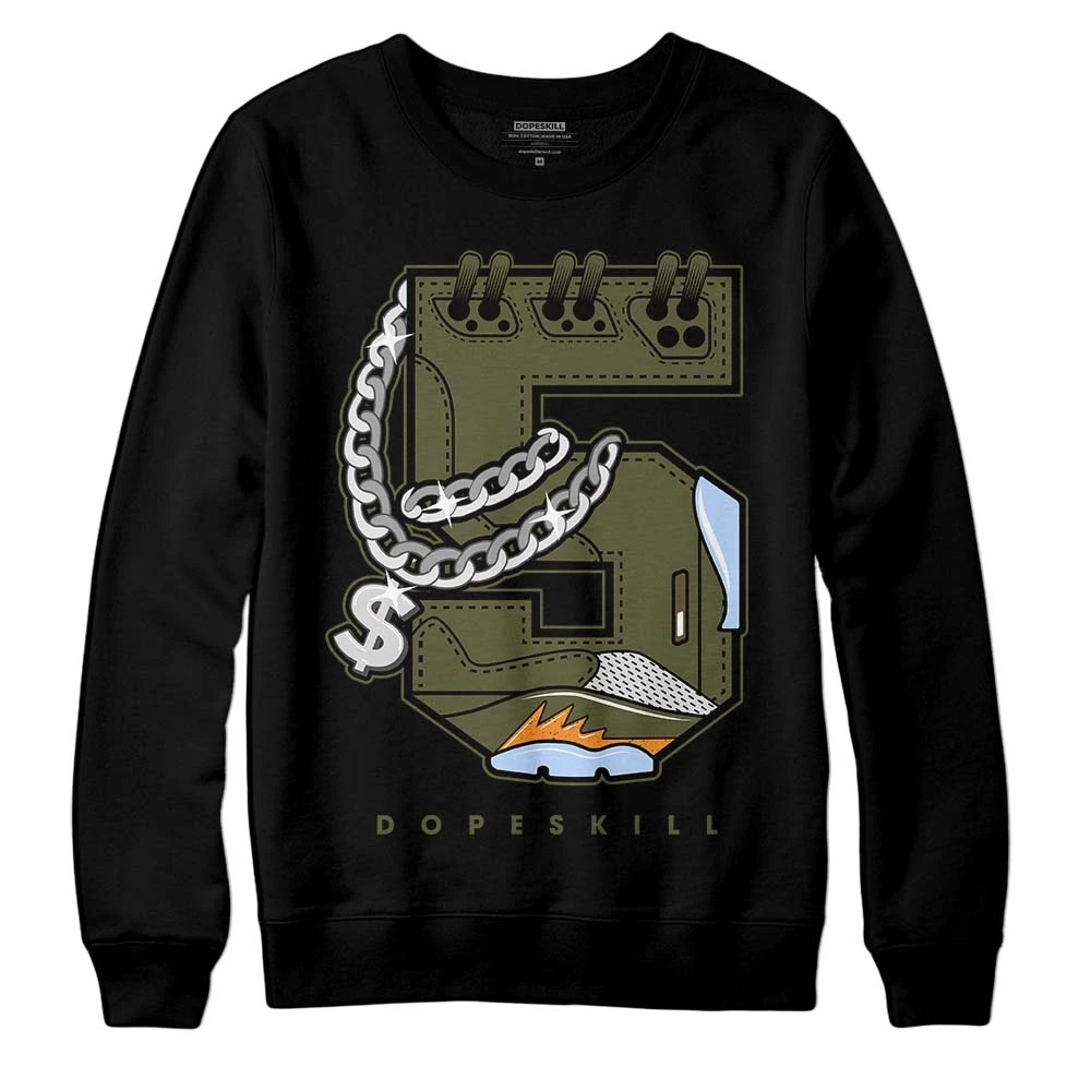 Olive 5s DopeSkill Sweatshirt No.5 Graphic 2 Olive 5s DopeSkill Sweatshirt No.5 Graphic - Image 2