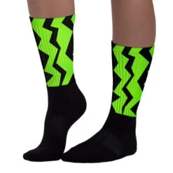 Neon Green Collection Sublimated Socks ZicZac Graphic -Dopeskill Brand 5. 5d709de3 a60d 4a5b 9443 60be9e9cab84