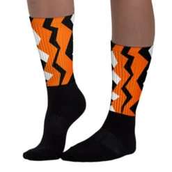 Orange Black White Sublimated Socks ZicZac Graphic -Dopeskill Brand 5. 94b0af50 4ac6 4626 ac34 c66765db158d