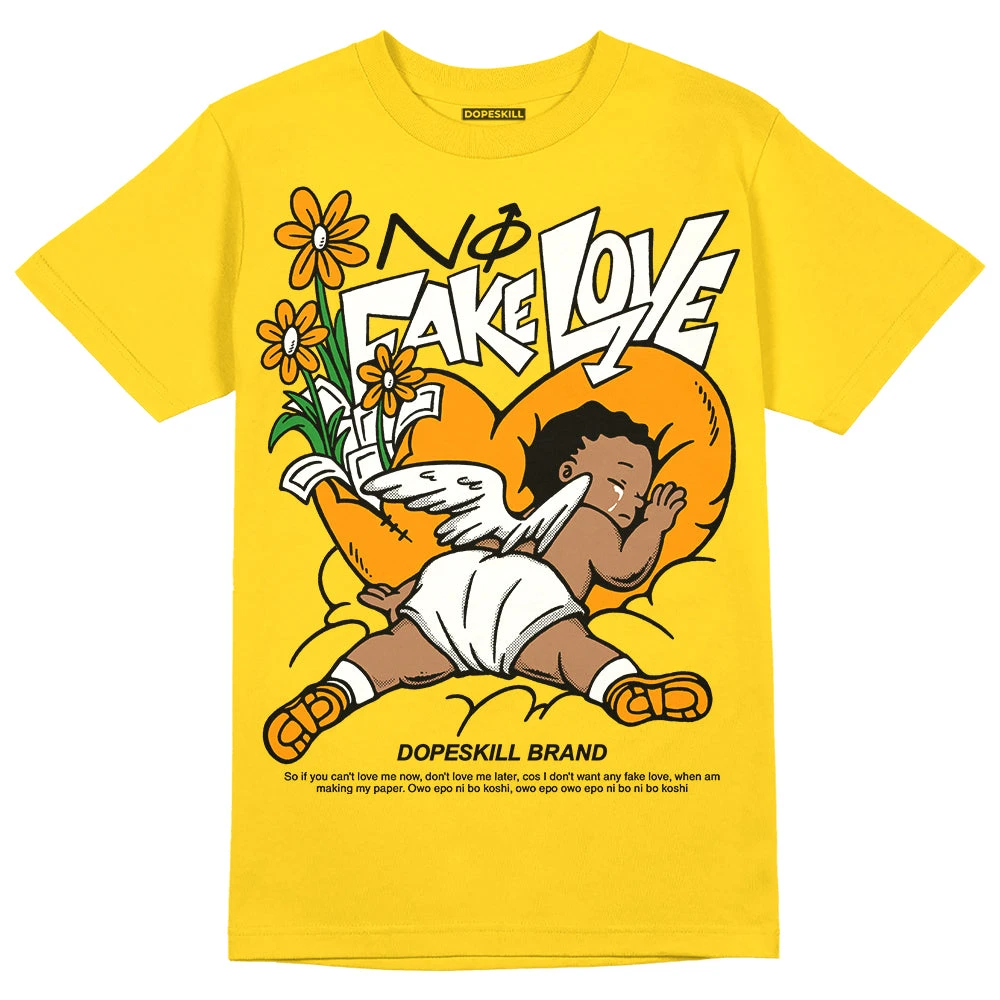 Yellow Ochre 6s DopeSkill Yellow T-shirt No Fake Love Graphic 1 Yellow Ochre 6s DopeSkill Yellow T-shirt No Fake Love Graphic