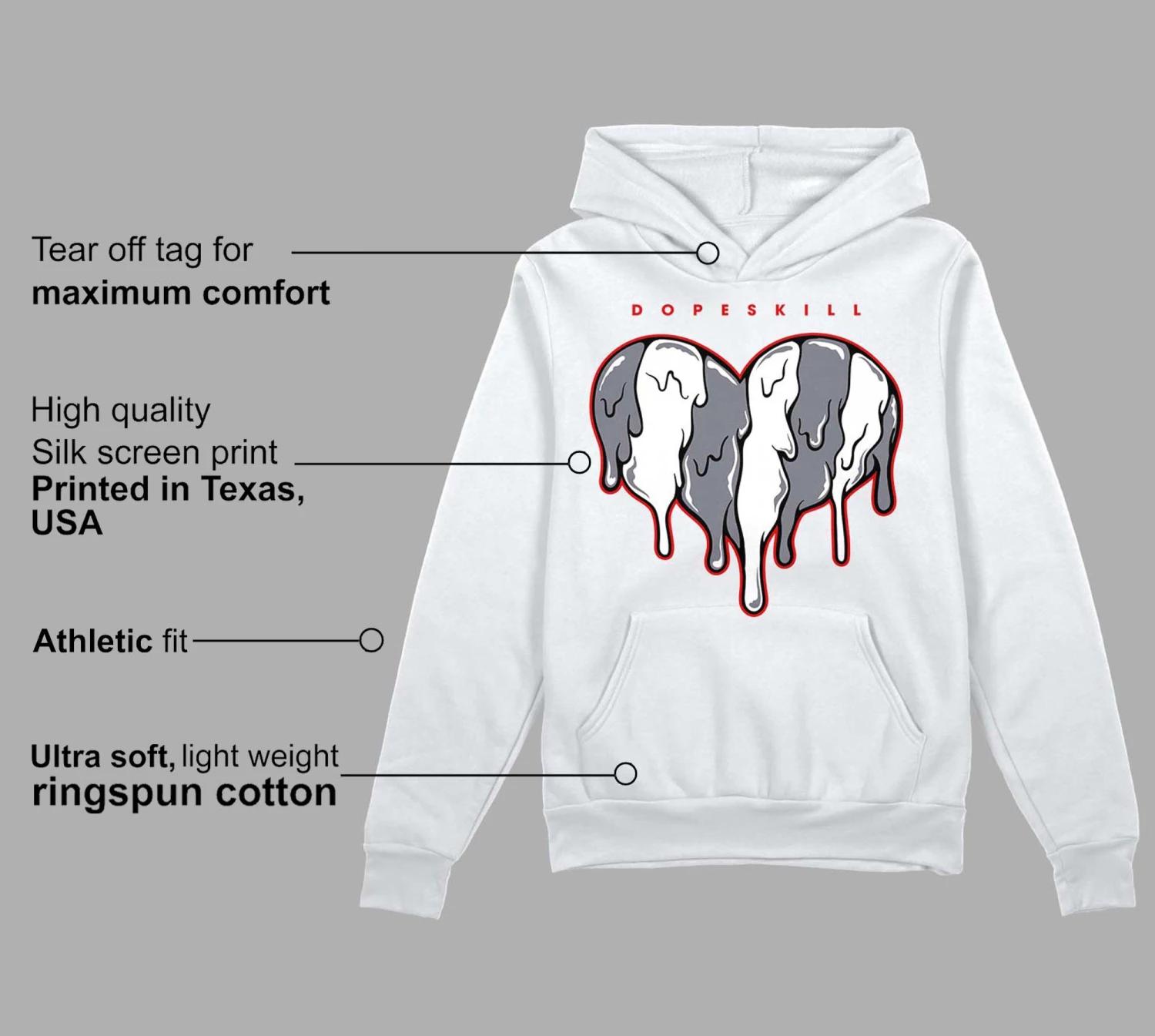 Fire Red 9s DopeSkill Hoodie Sweatshirt Slime Drip Heart Graphic 3 Fire Red 9s DopeSkill Hoodie Sweatshirt Slime Drip Heart Graphic - Image 3