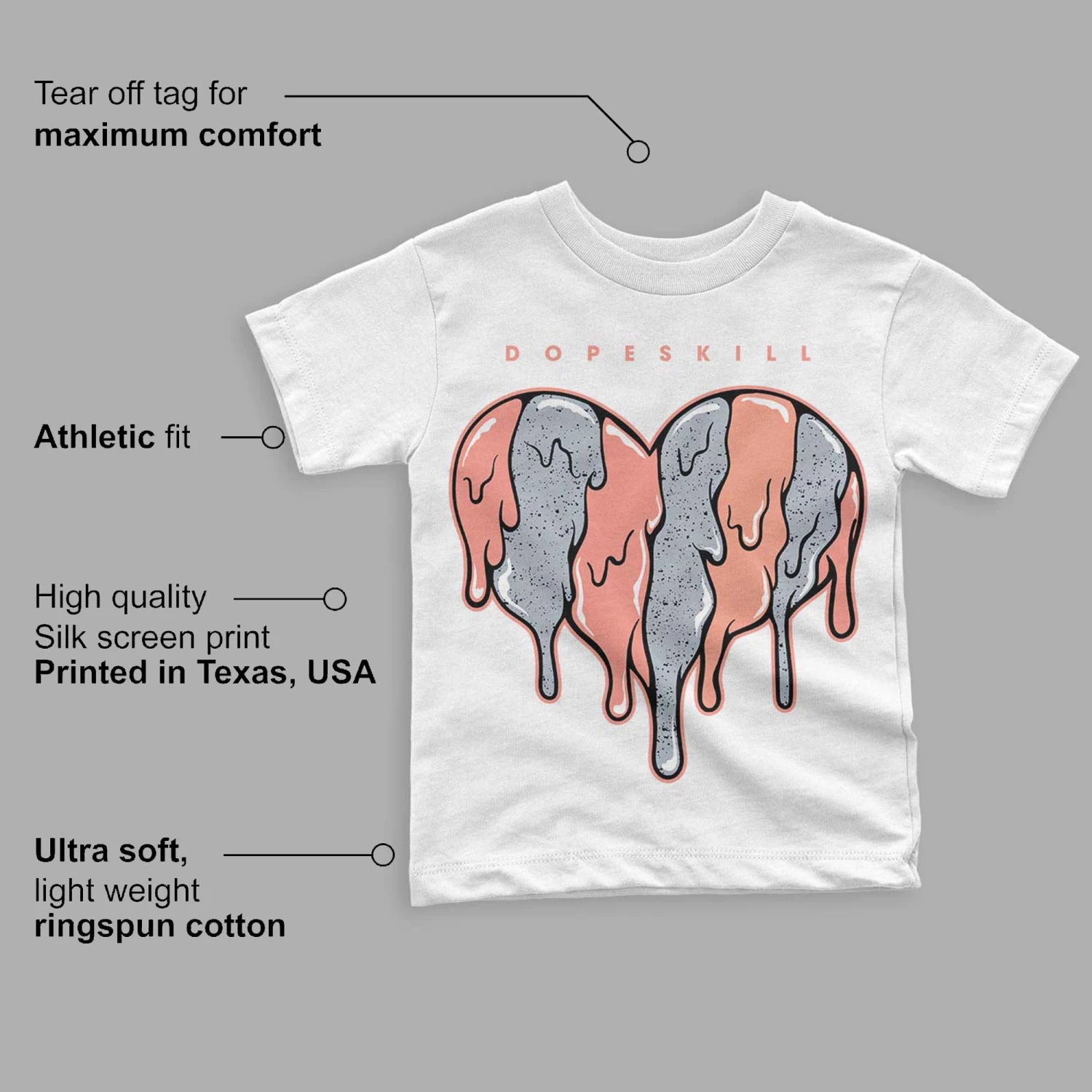 Crimson Bliss 5s DopeSkill Toddler Kids T-shirt Slime Drip Heart Graphic 3 Crimson Bliss 5s DopeSkill Toddler Kids T-shirt Slime Drip Heart Graphic - Image 3