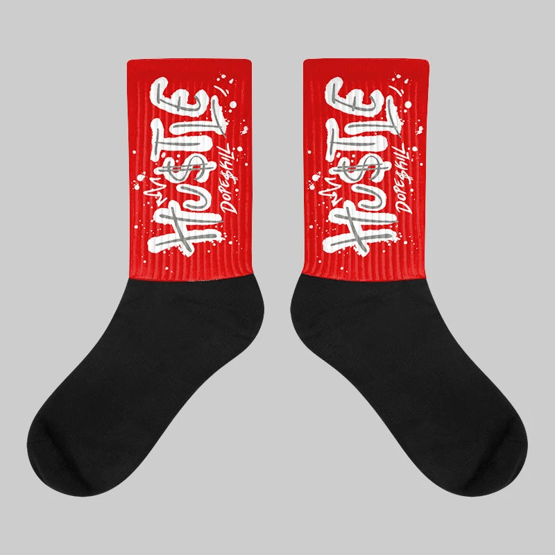 Fire Red 3s DopeSkill Sublimated Socks Hustle Graphic 1 Fire Red 3s DopeSkill Sublimated Socks Hustle Graphic