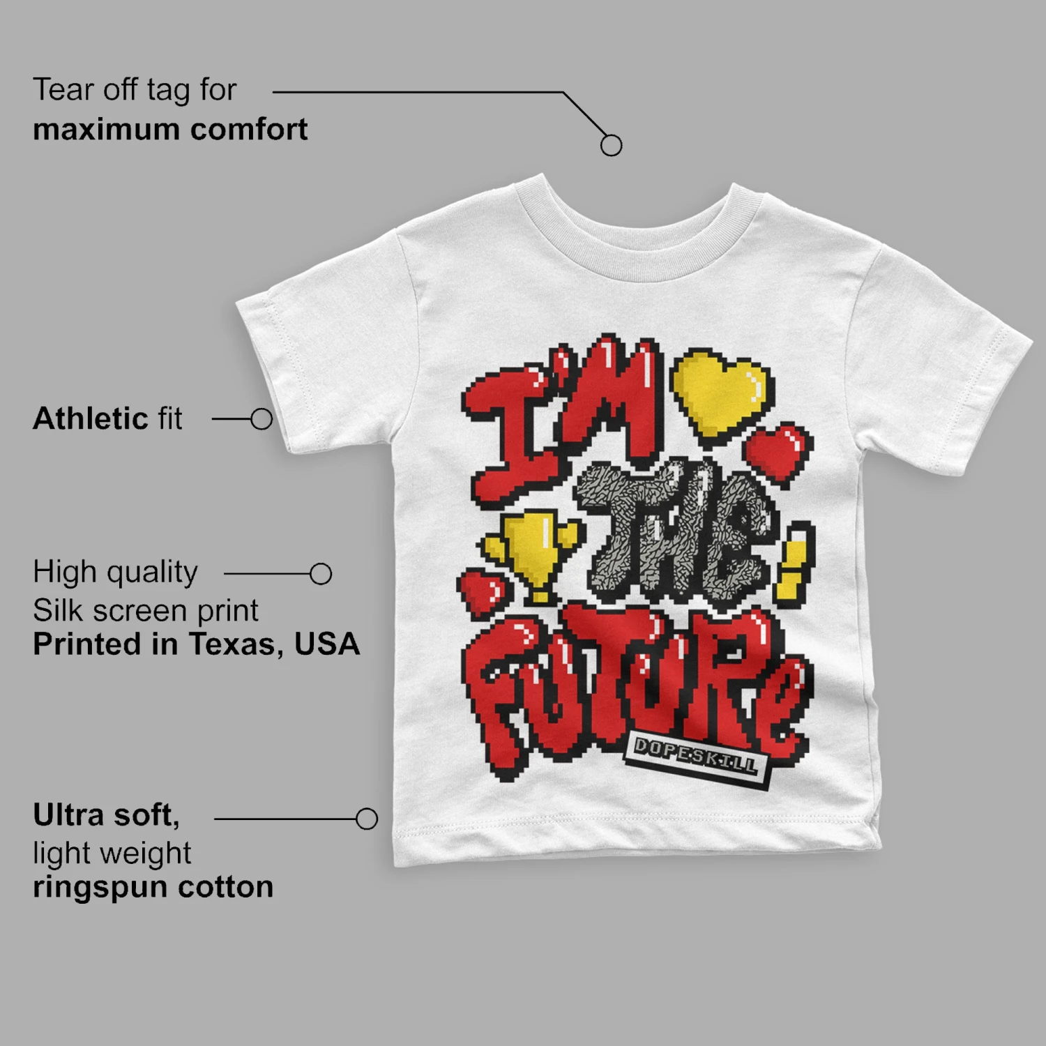 Fire Red 3s DopeSkill Toddler Kids T-shirt I'm The Future Graphic 2 Fire Red 3s DopeSkill Toddler Kids T-shirt I'm The Future Graphic - Image 2