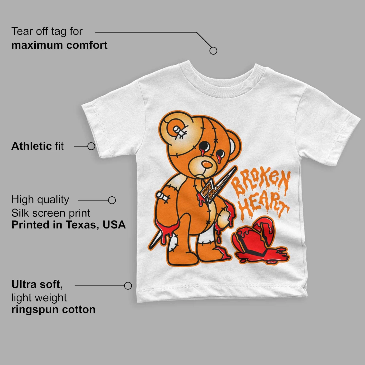 Dunk Low Magma Orange DopeSkill Toddler Kids T-shirt Broken Heart Graphic 3 Dunk Low Magma Orange DopeSkill Toddler Kids T-shirt Broken Heart Graphic - Image 3