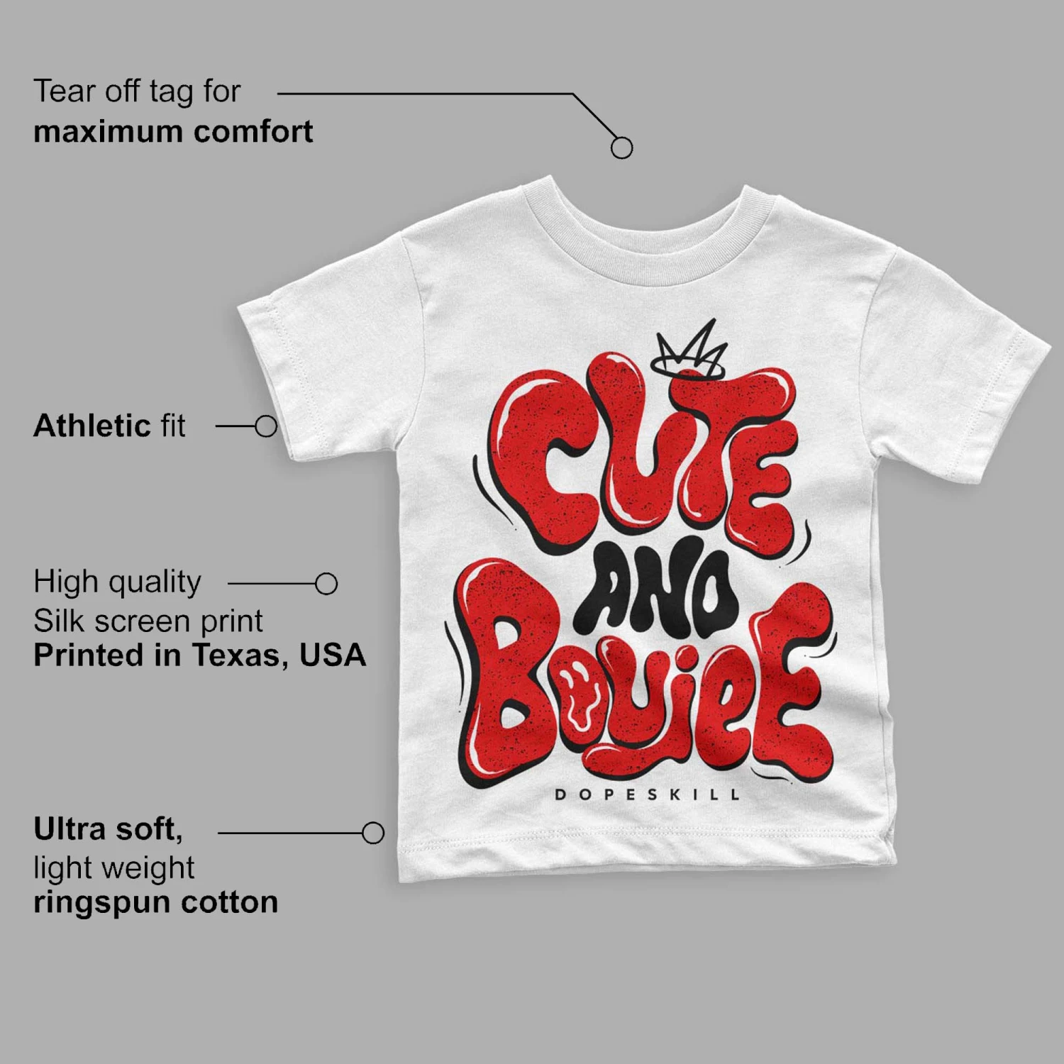 Red Cement 4S DopeSkill Toddler Kids T-shirt Cute And Boujee Graphic 3 Red Cement 4S DopeSkill Toddler Kids T-shirt Cute And Boujee Graphic - Image 3