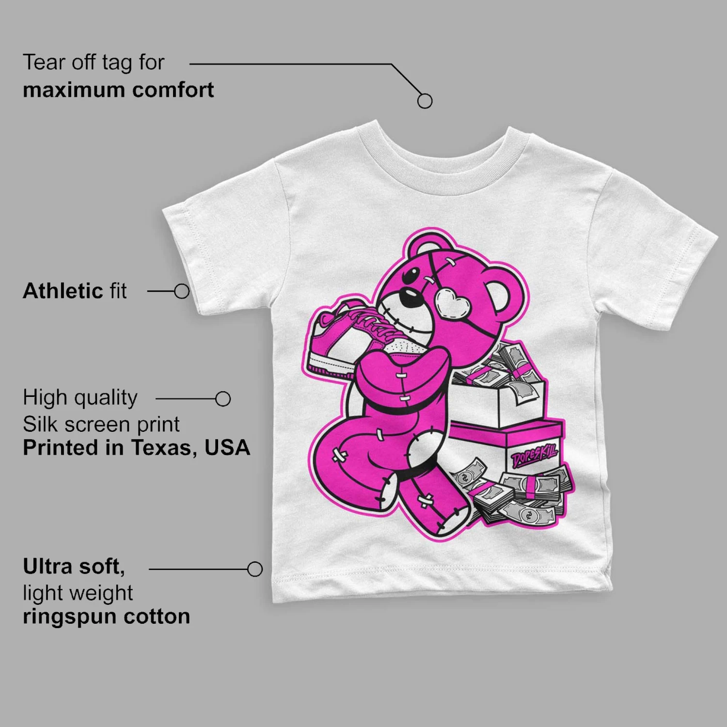 Dunk Low Active Fuchsia DopeSkill Toddler Kids T-shirt Bear Steals Sneaker Graphic 3 Dunk Low Active Fuchsia DopeSkill Toddler Kids T-shirt Bear Steals Sneaker Graphic - Image 3
