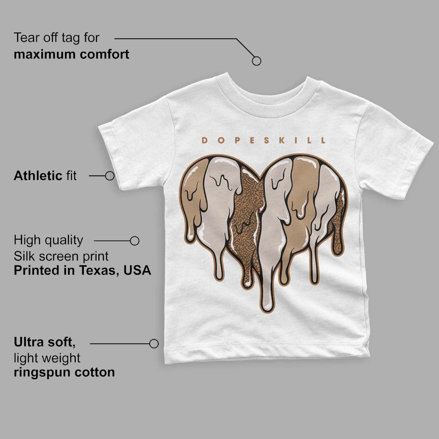 Palomino 3s DopeSkill Toddler Kids T-shirt Slime Drip Heart Graphic 3 Palomino 3s DopeSkill Toddler Kids T-shirt Slime Drip Heart Graphic - Image 3