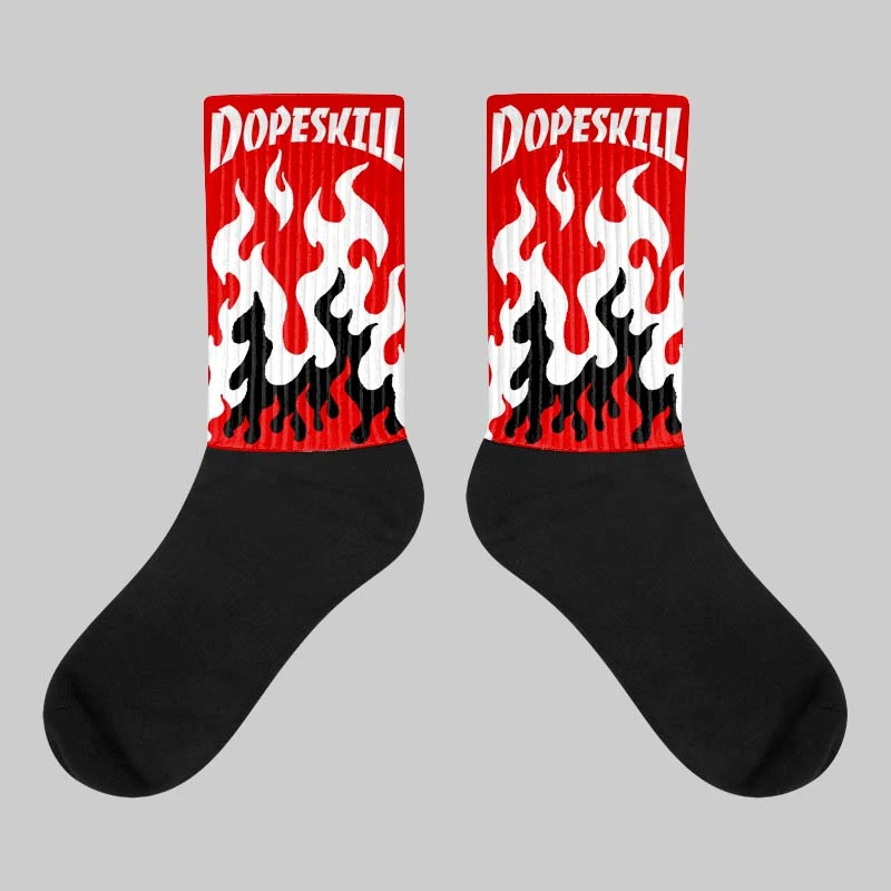 Red Cement 4S DopeSkill Sublimated Socks FIRE Graphic 1 Red Cement 4S DopeSkill Sublimated Socks FIRE Graphic