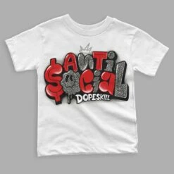 Fire Red 3s DopeSkill Toddler Kids T-shirt Anti Social Graphic