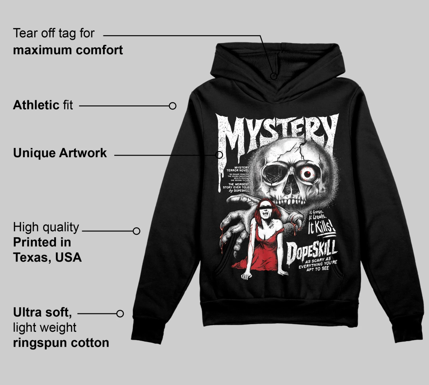 Bred Velvet 11s DopeSkill Hoodie Sweatshirt Mystery Ghostly Grasp Graphic 3 Bred Velvet 11s DopeSkill Hoodie Sweatshirt Mystery Ghostly Grasp Graphic - Image 3