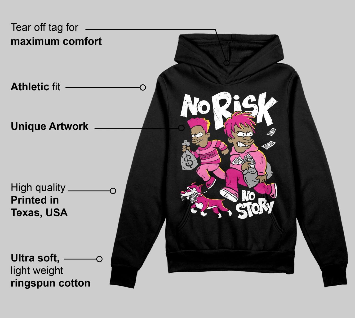 Rick RO Pink Leather Sneakers DopeSkill Hoodie Sweatshirt No Risk No Story Graphic 3 Rick RO Pink Leather Sneakers DopeSkill Hoodie Sweatshirt No Risk No Story Graphic - Image 3