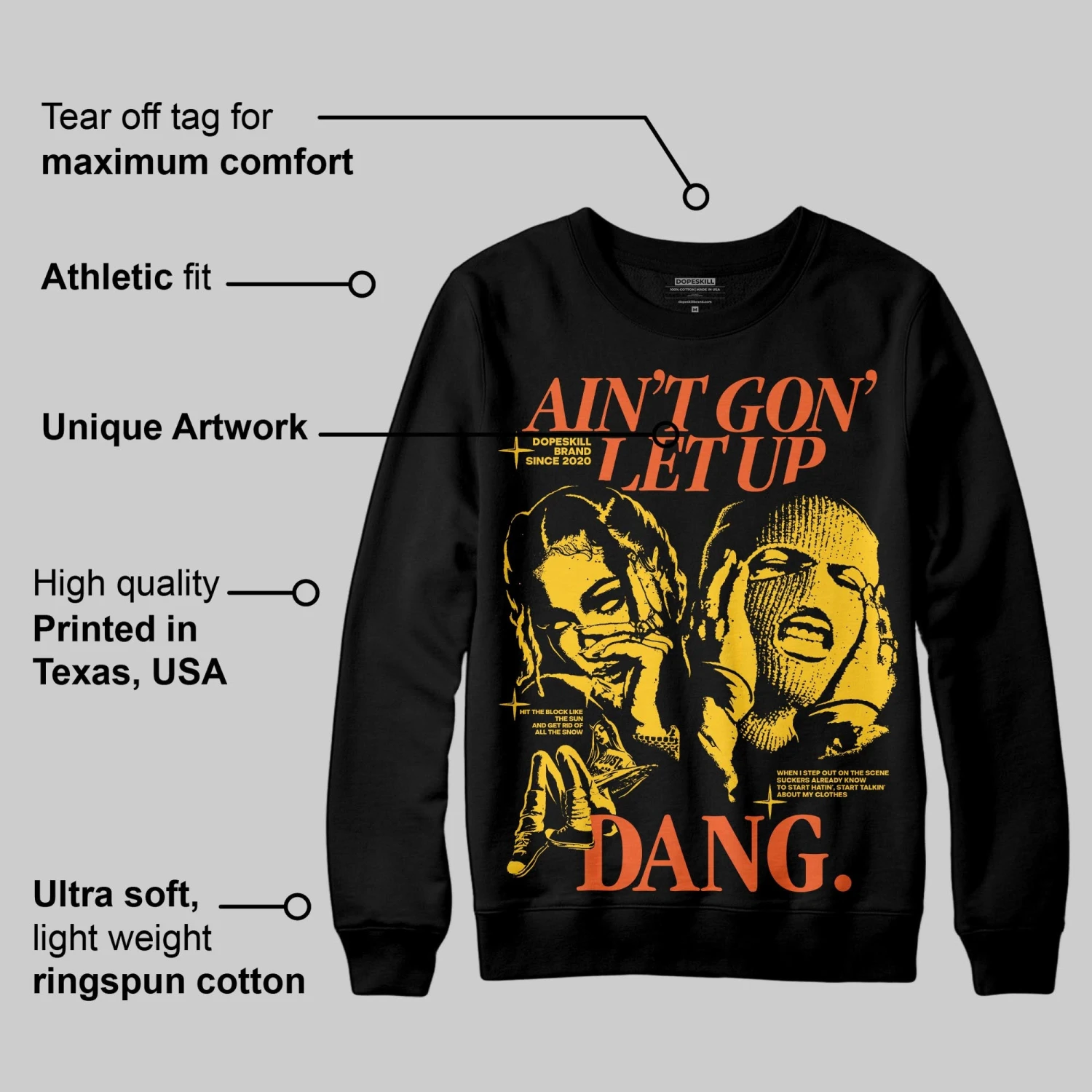 Yellow Collection DopeSkill Sweatshirt Ain't Gon' Let Up Graphic 2 Yellow Collection DopeSkill Sweatshirt Ain't Gon' Let Up Graphic - Image 2