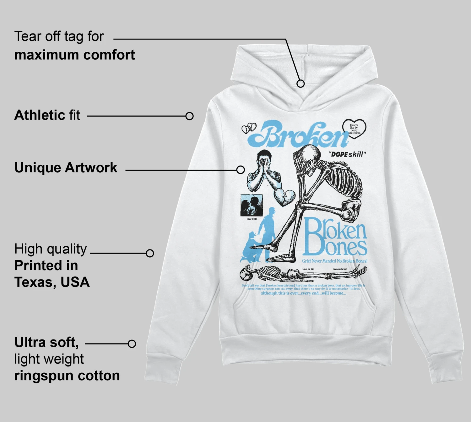 Legend Blue 11s DopeSkill Hoodie Sweatshirt Broken Bones Graphic 3 Legend Blue 11s DopeSkill Hoodie Sweatshirt Broken Bones Graphic - Image 3