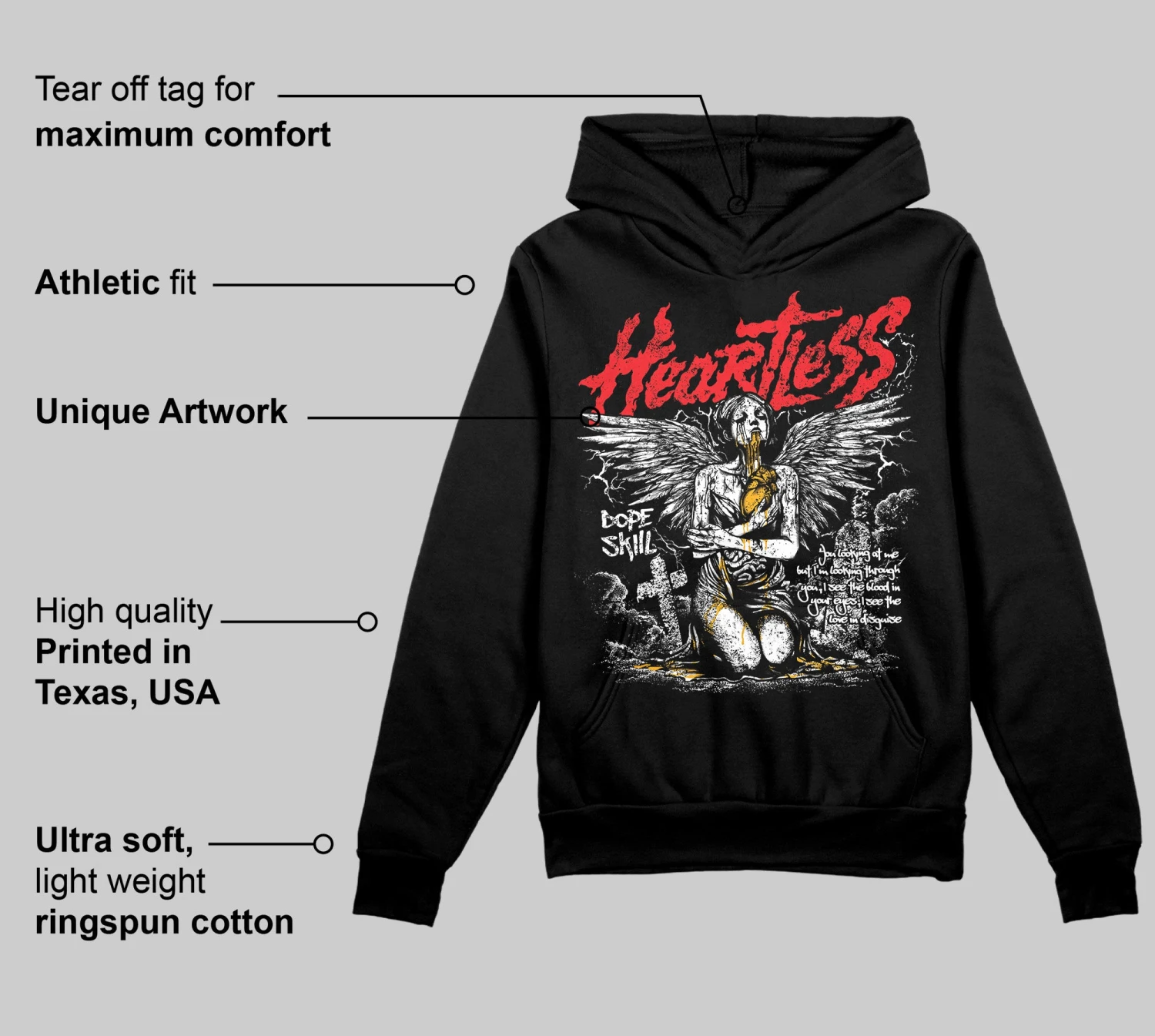 Red Collection DopeSkill Hoodie Sweatshirt Heartless Graphic 3 Red Collection DopeSkill Hoodie Sweatshirt Heartless Graphic - Image 3
