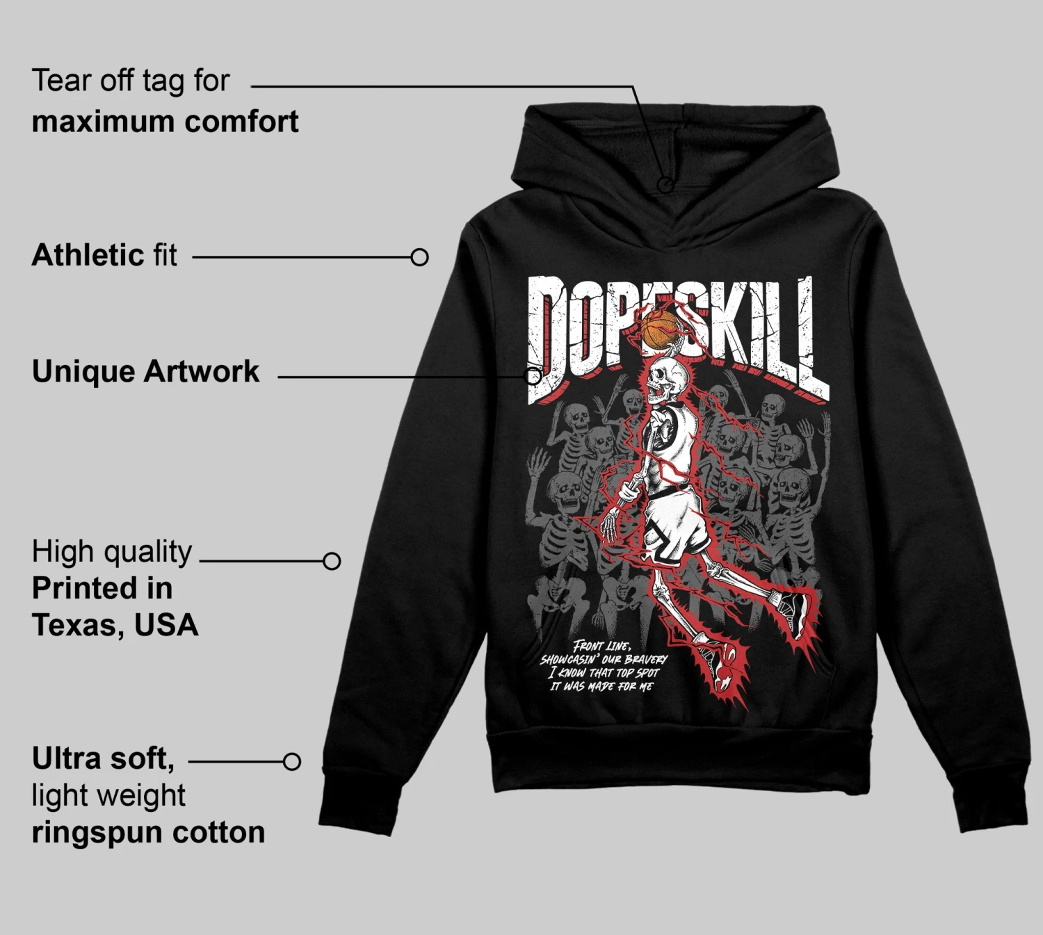 Bred Velvet 11s DopeSkill Hoodie Sweatshirt Thunder Dunk Graphic 3 Bred Velvet 11s DopeSkill Hoodie Sweatshirt Thunder Dunk Graphic - Image 3