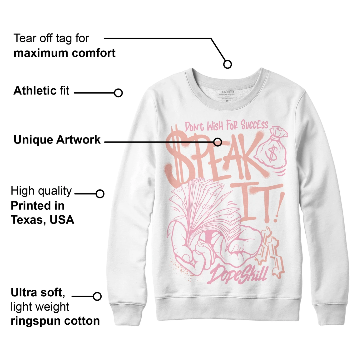 Legend Pink 11s DopeSkill Sweatshirt Speak It Graphic 3 Legend Pink 11s DopeSkill Sweatshirt Speak It Graphic - Image 3