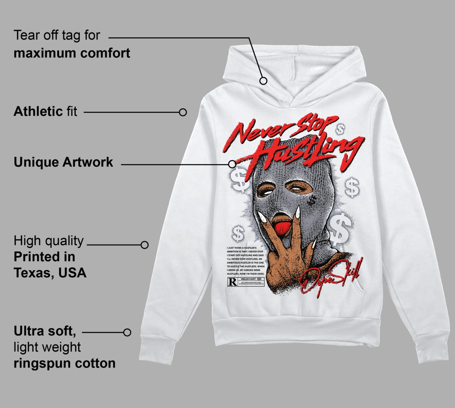 Stealth 14s DopeSkill Hoodie Sweatshirt Never Stop Hustling Graphic 3 Stealth 14s DopeSkill Hoodie Sweatshirt Never Stop Hustling Graphic - Image 3