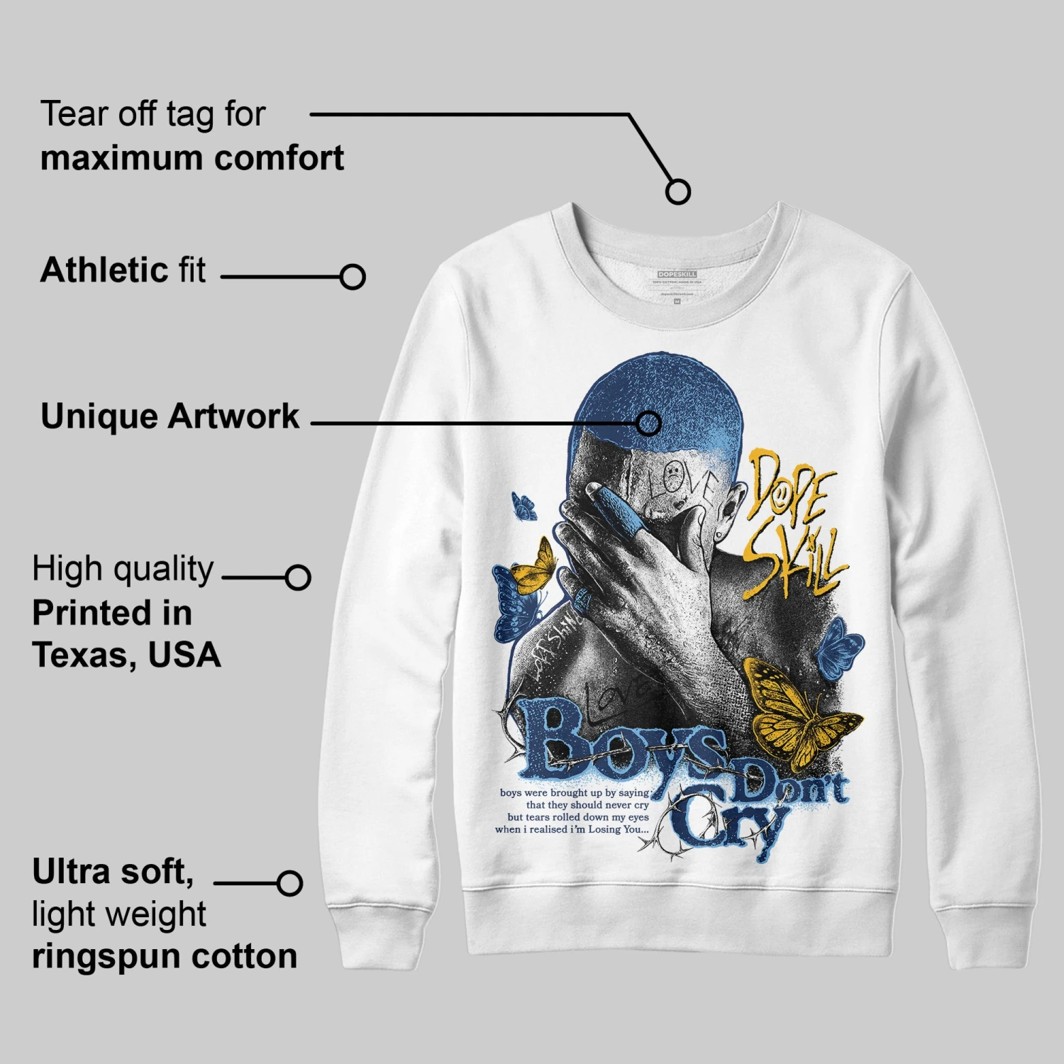 Retro Dunk From Above 4s DopeSkill Sweatshirt Boys Don't Cry Graphic 3 Retro Dunk From Above 4s DopeSkill Sweatshirt Boys Don't Cry Graphic - Image 3