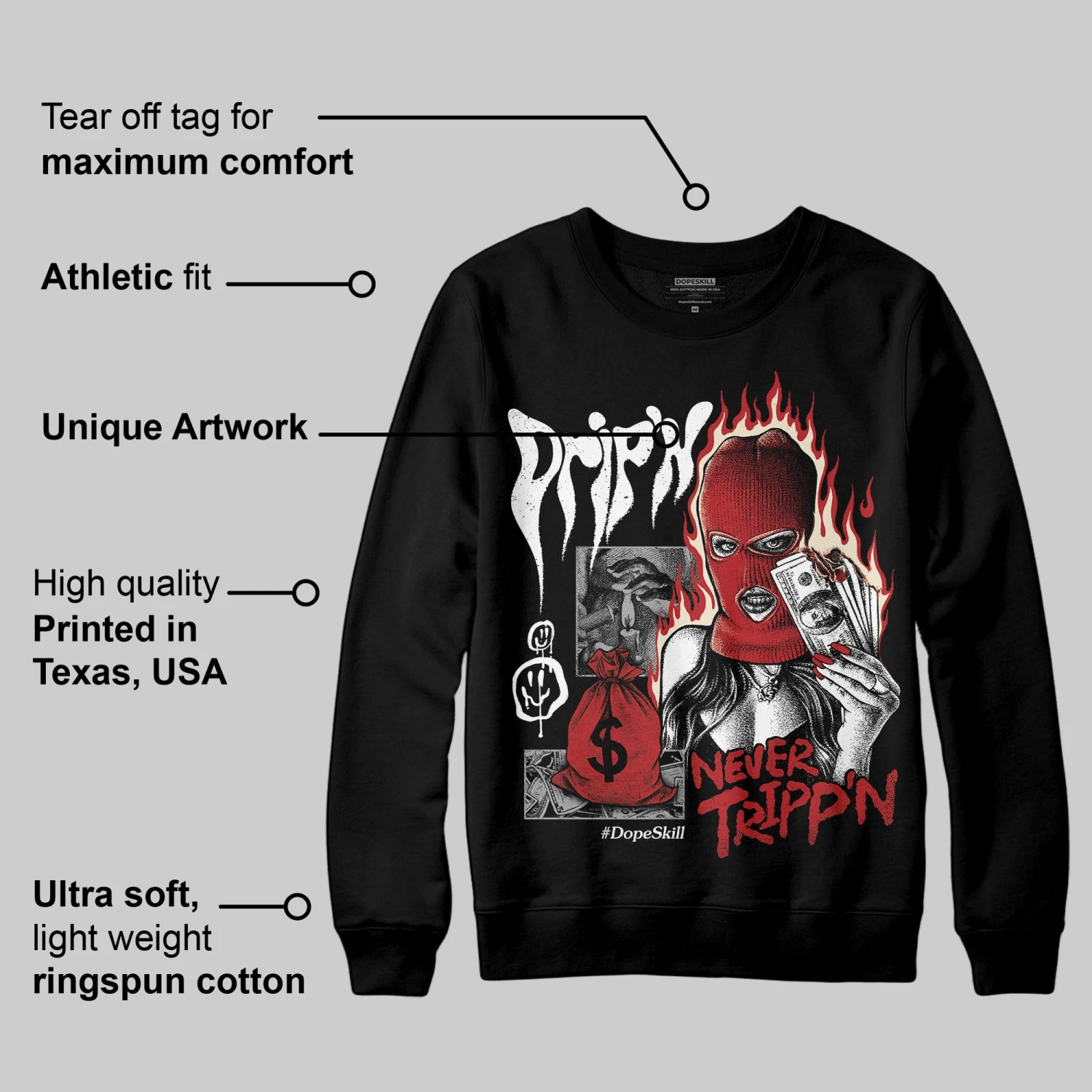 Black Toe Reimagined 1s DopeSkill Sweatshirt Drip'n Never Tripp'n Graphic 3 Black Toe Reimagined 1s DopeSkill Sweatshirt Drip'n Never Tripp'n Graphic - Image 3