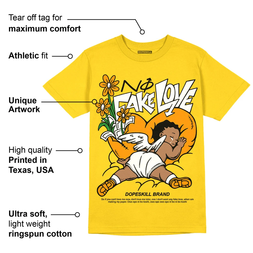 Yellow Ochre 6s DopeSkill Yellow T-shirt No Fake Love Graphic 2 Yellow Ochre 6s DopeSkill Yellow T-shirt No Fake Love Graphic - Image 2