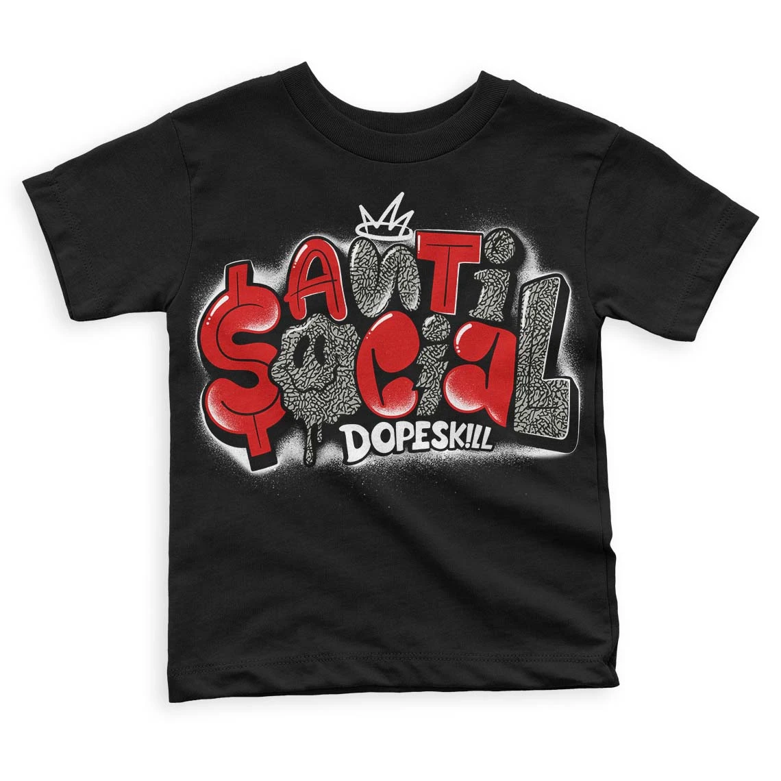 Fire Red 3s DopeSkill Toddler Kids T-shirt Anti Social Graphic 2 Fire Red 3s DopeSkill Toddler Kids T-shirt Anti Social Graphic - Image 2