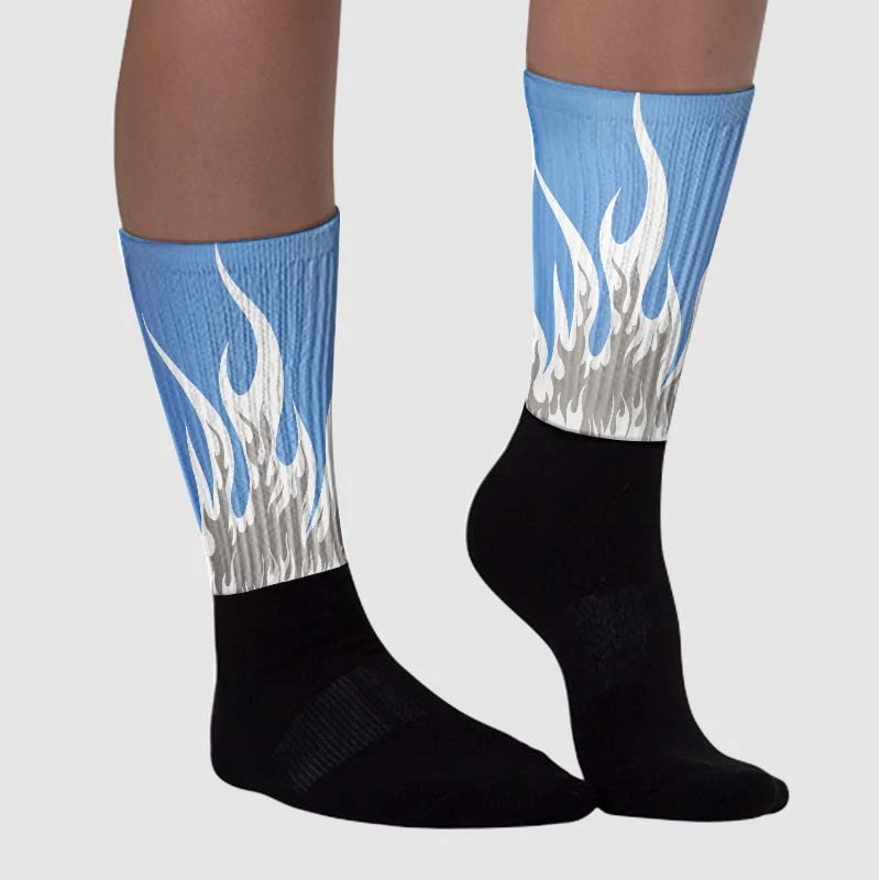 University Blue 5s Dopeskill Sublimated Socks FIRE Graphic 3 University Blue 5s Dopeskill Sublimated Socks FIRE Graphic - Image 3