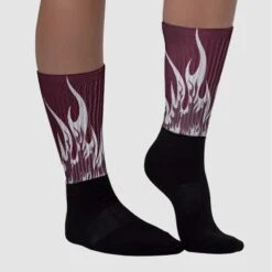 Burgundy 5s DopeSkill Sublimated Socks FIRE Graphic -Dopeskill Brand chan1 1f29d150 db5d 4162 b9c8 e8652e558ac9