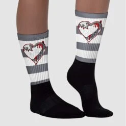 Fire Red 9s Sublimated Socks Horizontal Stripes Graphic -Dopeskill Brand chan1 35cf340a 24b1 4f15 bffd a9260c3bd660
