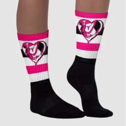 Fierce Pink 1s DopeSkill Sublimated Socks Horizontal Stripes Graphic -Dopeskill Brand chan1 7418bbde bd63 4ff6 b701 a043769f88a5