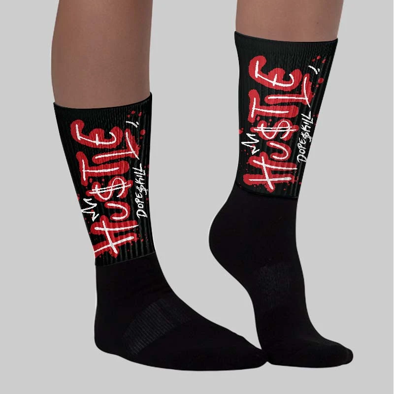Bred Velvet 11s DopeSkill Sublimated Socks Hustle Graphic 2 Bred Velvet 11s DopeSkill Sublimated Socks Hustle Graphic - Image 2