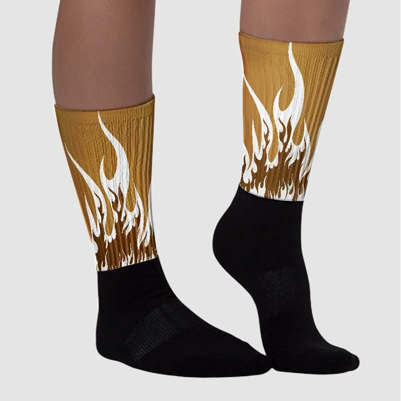 Wheat 13s DopeSkill Sublimated Socks FIRE Graphic 3 Wheat 13s DopeSkill Sublimated Socks FIRE Graphic - Image 3