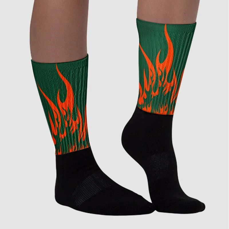 Dunk Low Team Dark Green Orange Sublimated Socks FIRE Graphic 3 Dunk Low Team Dark Green Orange Sublimated Socks FIRE Graphic - Image 3