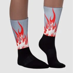 White Cement Reimagined 3s Sublimated Socks FIRE Graphic -Dopeskill Brand chan1 e80ab0a5 1584 4a8c 81a4 8df57867fa76